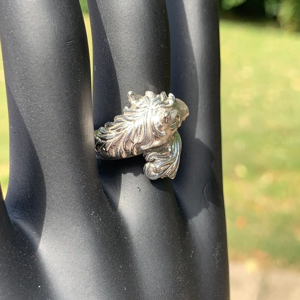Gorgeous Women's Sterling Silver Horse Equestrian Ring, Satin Finish, Size 7 - Picture 5 of 10